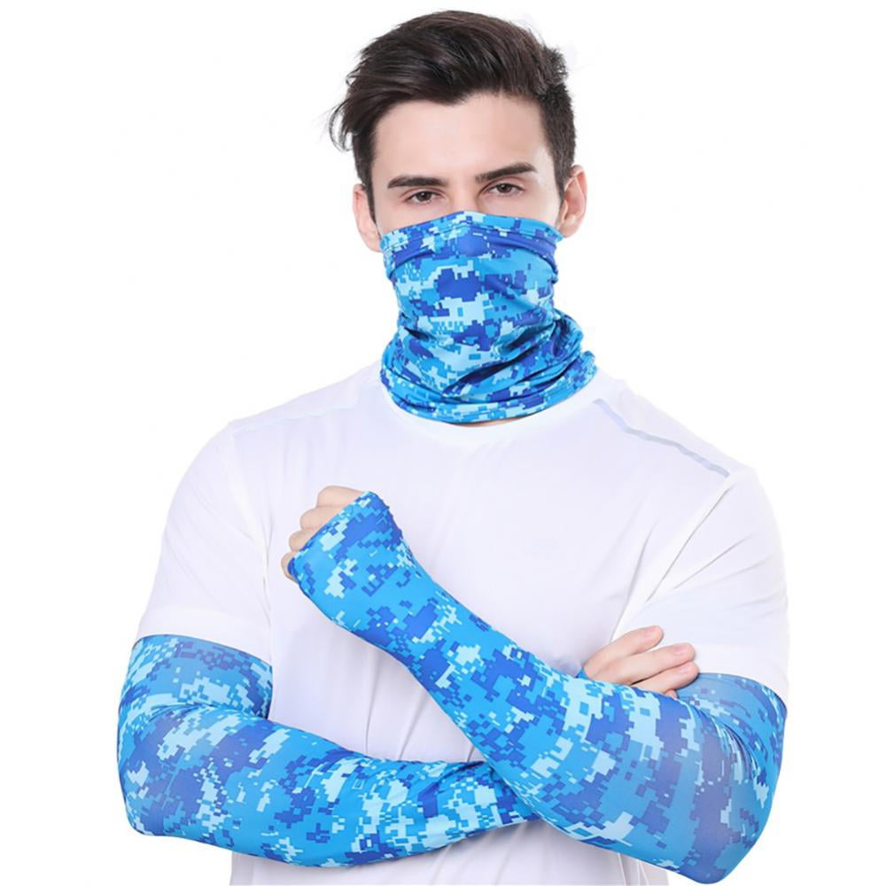 Ice Silk Cooling Arm Sleeves Neck Scarf Face Cover Summer UV Sun Protection Kit 