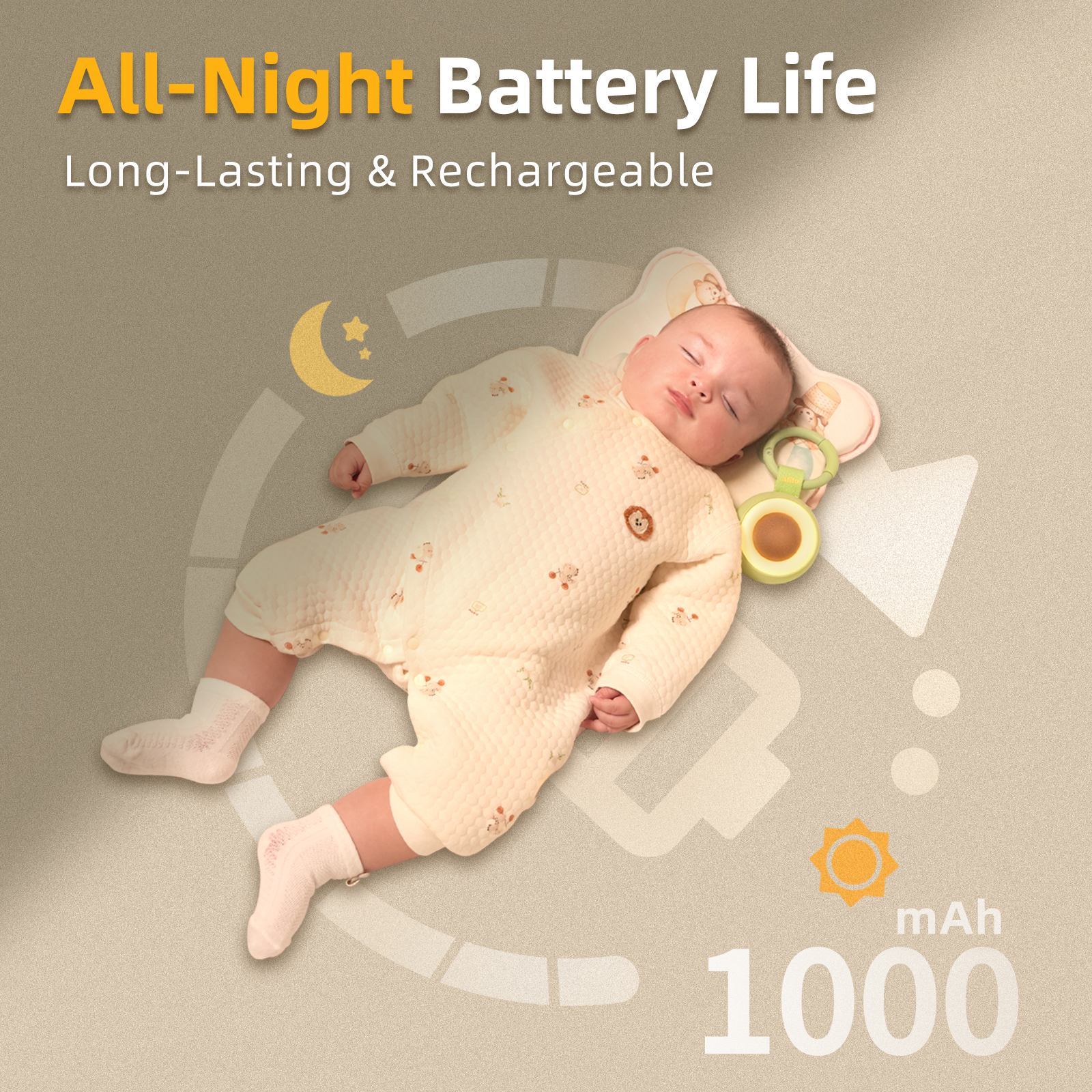 alilo Pocket Soother, Portable Baby Sound Machine with Night Light, 30 Soothing Sounds, White Noise, Timer, Memory, Newborn Gift