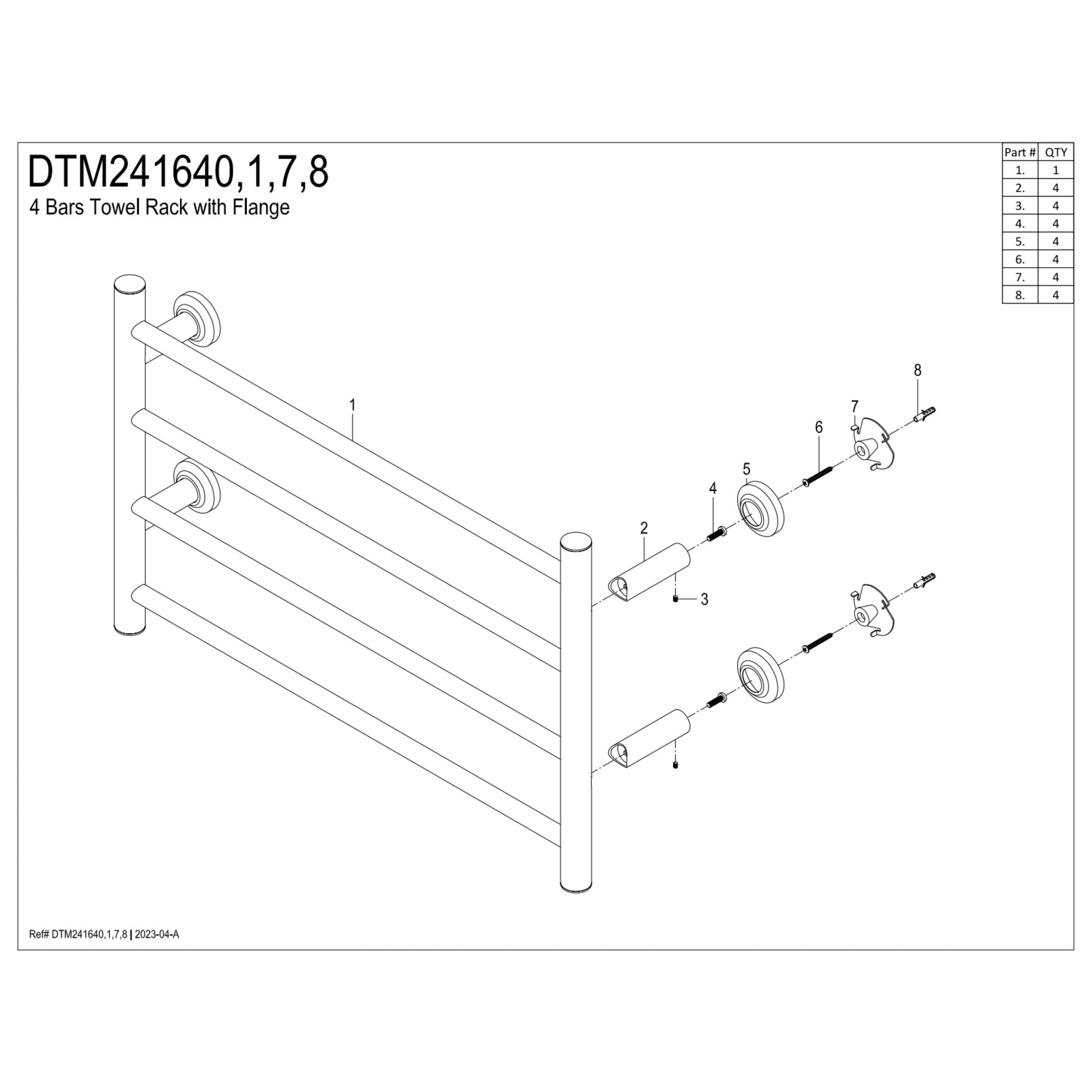 Kingston Brass DTM241640 Palatine 24" x 16" Stainless Steel Wall Mount 4-Tier Towel Rack, Matte Black