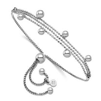 925 Sterling Silver Rhodium Plated Beaded Multi-strand Bolo Bracelet Strand Bracelet for Women