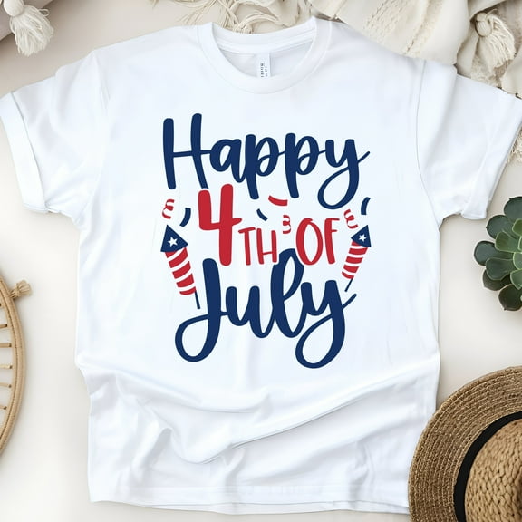 USA Spirit Shirt – Bold Festive Firecracker Graphic Tee for Summer, White, Size M