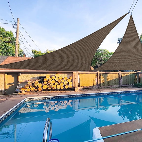 16ft Outdoor Triangle Sun Shade Sail UV Block Patio Garden Canopy Cover Brown