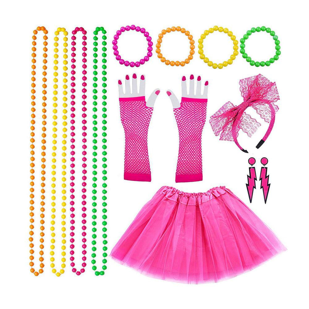 I Love 80s Rainbow Tutu Skirt Child Girls Costume Accessories Set