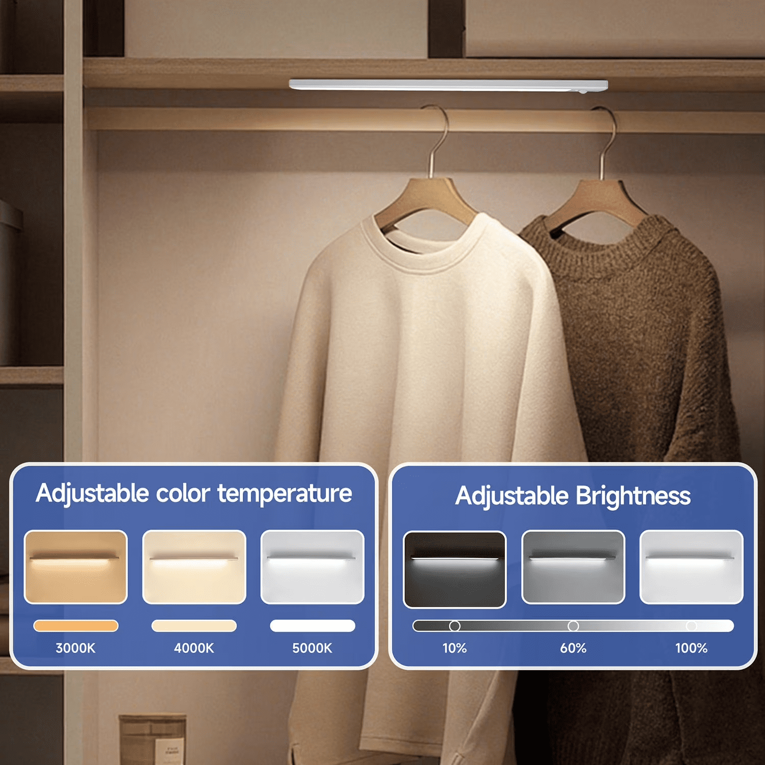 Cedar Hill 300 Lumen Under Cabinet Light, Magnetic Rechargeable Motion Sensor Light for Wireless for Kitchen, Cabinet, Stairs 2pc