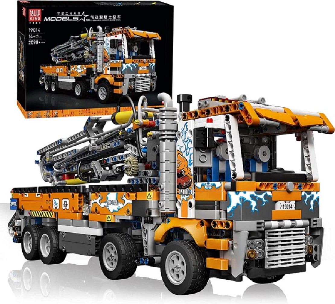 Mould King 19014 Technic Pneumatic Concrete Pump Tow Truck Car Building