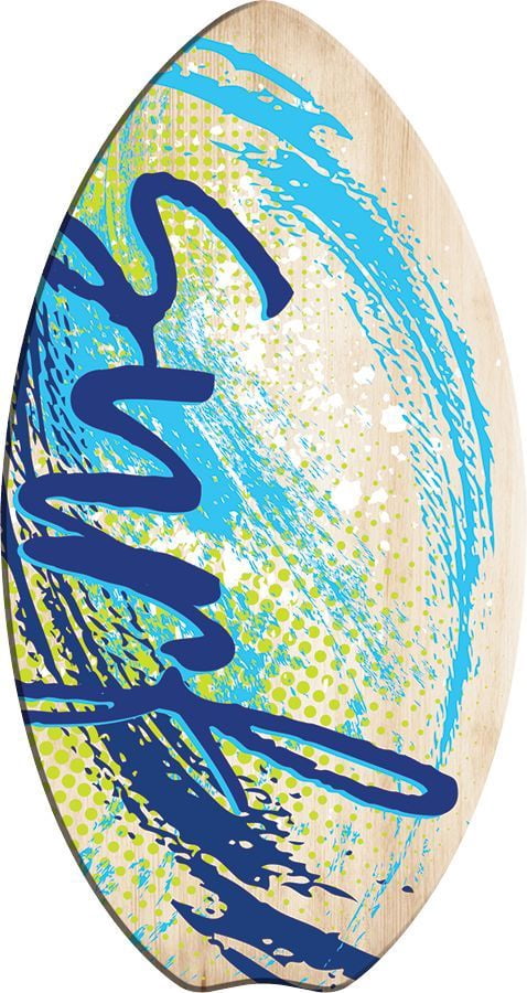 Bluewater Beach 35" Wood Skim Board with Fun Multicolor Design, Recommended Age 12+