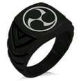 thumbnail image 1 of Stainless Steel Ujiie Samurai Crest Chevron Pattern Biker Style Polished Ring, 1 of 1