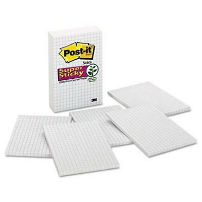 White Post It Notes - Post-it Super Sticky Grid Notes, White with Blue Grid, 6 Pads