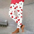 thumbnail image 2 of Lenpel Women's Valentine's Day Leggings High Waisted Full Length Heart Printed Stretch Pants Footless Workout Tights, 2 of 7