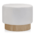thumbnail image 1 of Bouclair Banc Rond en Tissu et Bois Blanc Cassé, 1 of 10
