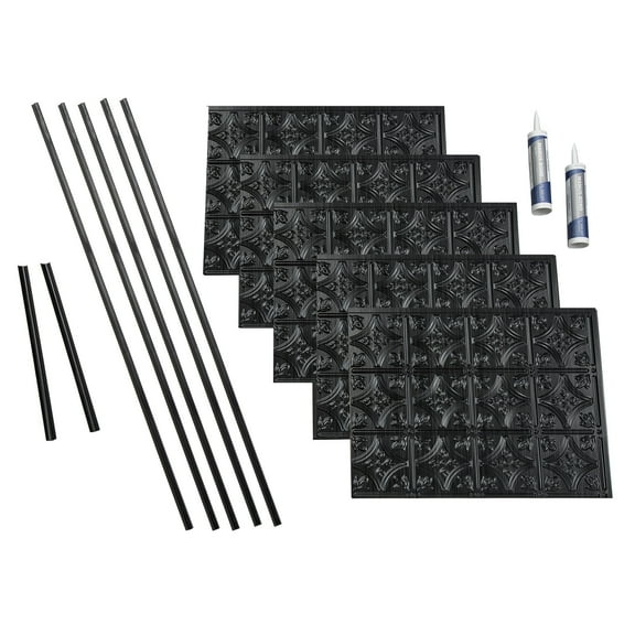 FASÄDE Traditional Style 1 Decorative Vinyl Backsplash 15 sq ft Kit in Brushed Onyx