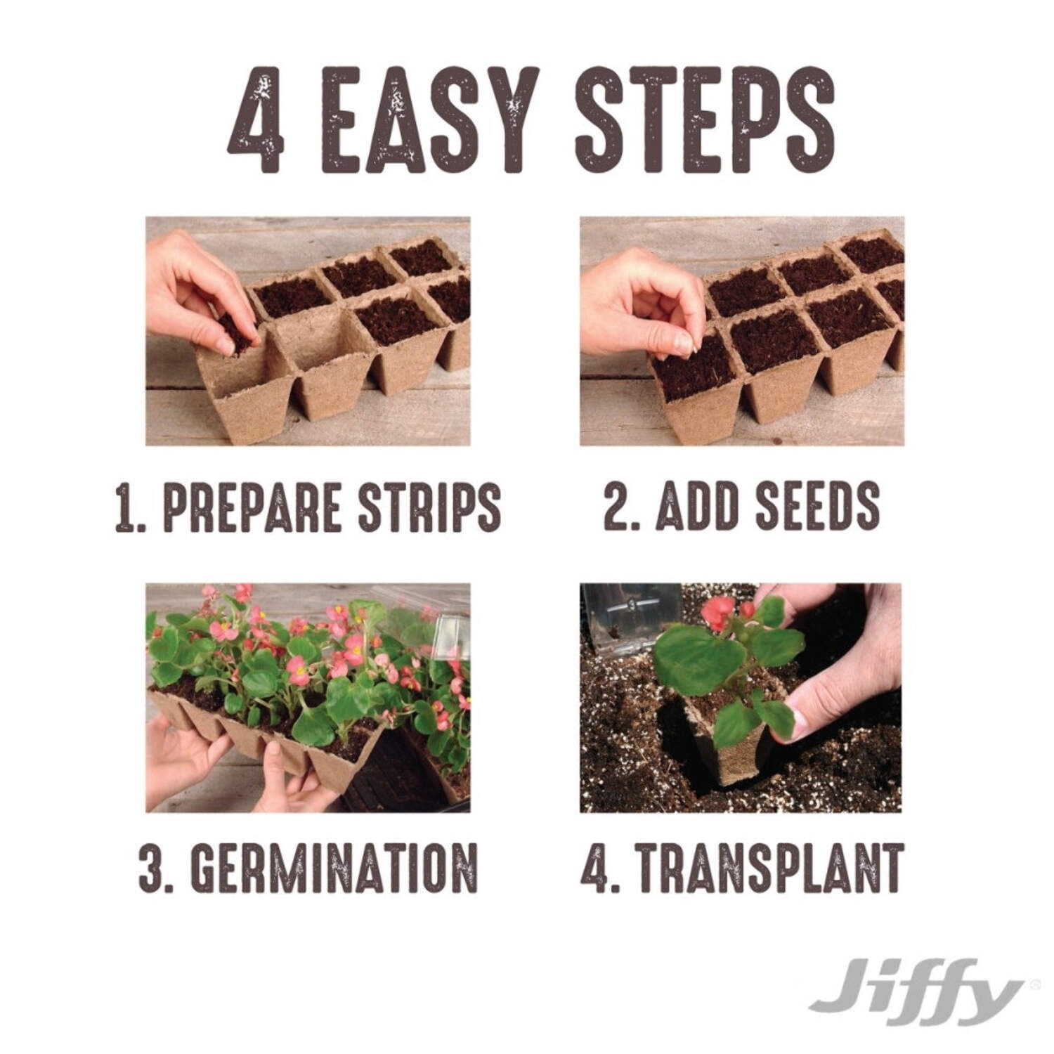 Jiffy Organic Seed Starting 10 Biodegradable Peat Strips (50 Strips - 500 Pot Cells)