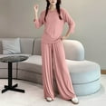 thumbnail image 5 of ABATAB Plus Size Womens Pajama Sets 3/4 Sleeve Crewneck Shirt with Long Lounge Pants Soft Sleepwear Casual Comfy Pj Outfits, 5 of 5