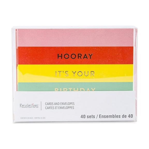6 Packs: 40 ct. (240 total) 4.25" x 5.5" Rainbow Happy Birthday Cards & Envelopes by Recollections