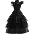 thumbnail image 3 of Kids Wednesday Addams Black Tulle Dress Girls School Dance Party Costume, 3 of 7