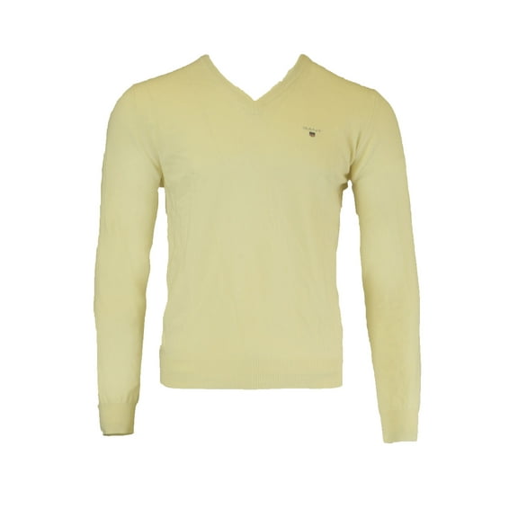 Gant Men's Superfine Lambswool V-Neck Sweater, Medium, Eggshell