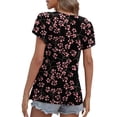 thumbnail image 3 of Cuteduck Womens Summer Tops Floral Tunic Blouse Petal Sleeve V Neck Casual Basic T shirt,M(8-10), 3 of 5
