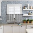 thumbnail image 6 of Half Window Curtain 36 Inches Long, Grey Geometric Window Treatment Curtain Drapes, Modern Abstract Art Vintage Boho Small Tier Curtains for Bathroom Over Sink, 27.5"x36", 2 Panels, 6 of 7
