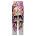 thumbnail image 5 of Skull With Leaves And Flowers Winter Female Pants Flannel High Waist Women Pants Lady Warm Straight Leg Plush Trousers, 5 of 7