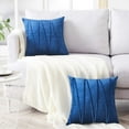 thumbnail image 5 of Decor Ur Space Pack of 2 Striped Velvet Throw Pillow Covers Modern Decorative Couch Throws Square Soft Cozy Pillowcases for Winter Bed Sofa Cushion Living Room (Dark Blue, 20" x 20"), 5 of 5