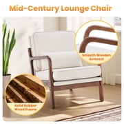 EDX Mid Century Modern Accent Chair, Comfy Fabric Living Room Chairs with Solid Wood Frame, Lounge Reading Armchair, Easy Assembly