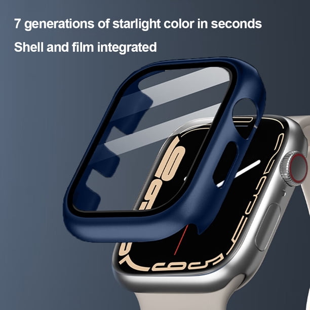 Caja De Reloj Estuche Para Reloj Con Protector De Marco De Vidrio Para Pantalla Para Apple Watch (Azul Oscuro 44 Mm) Likrtyny Para estrenar