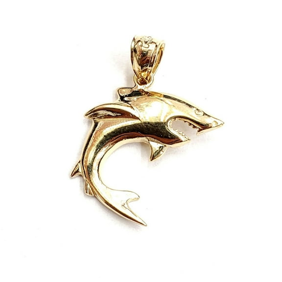 New 14k yellow Gold shark predator Pendant charm fine jewelry gift unisex 1.4g
