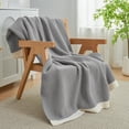 thumbnail image 5 of Chenille Waffle Knit Throw Blanket Reversible Bedding Blanket, 60"x80", Grey, 5 of 8