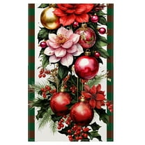 chaungfeng Christmas Table Flag, Flower and Ball Pattern Table Runner, for Dining Table, Restaurant, Festive Home Decor, 13x72 Inches