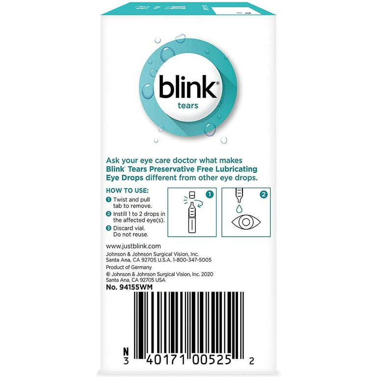 blink contacts lubricating eye drops walmart Blink Tears Lubricating Eye Drops Mild-Moderate Dry Eye, 25 Pk main image 1