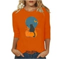 thumbnail image 3 of Sentmoon Tenue de l\'Action de Grâce Grande Taille Col Rond Hauts Habillés pour Femmes Ample avec Imprimé Blouse à Manches Longues Active Automne et Hiver pour Fêtes d'Halloween et Événements Costumés Orange m, 3 of 6