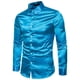 thumbnail image 3 of Qarigey Camisa transpirable para hombre Satén con mangas largas - Trabajo Boda o hogar Camisa para hombre Manga larga formal Azul grande XL Type3 NO3, 3 of 6