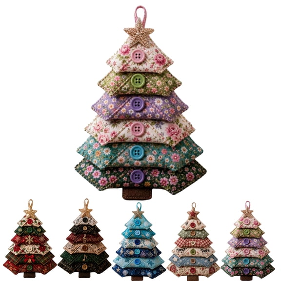 Qocolcyl Christmas Tree Ornament DIY Sewing Kit, Layered Fabric Hand‑Made Holiday Hanging Decor, for Christmas Tree Backpack Home, Beginner‑Friendly Seasonal Decor Gift