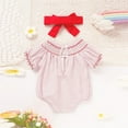 thumbnail image 3 of ZEHJUHAN Baby Girl's Short Sleeve Romper, Pink Polka Dot Onesie with Heart Embroidery & Ruffle Trim Pink，0-3M, 3 of 8
