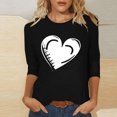 thumbnail image 1 of Ailaofu T-Shirts de la Saint-Valentin à Manches 3/4 Col Rond pour Femmes avec Imprimé Cœur Graphique, 1 of 5