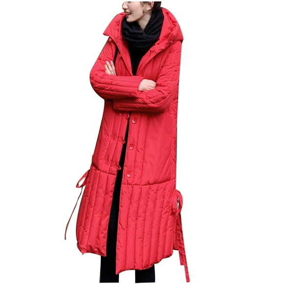 Besolor Womens Long Puffer Coat Winter Padded Warm Long Sleeve Zip up Hooded Jacket Plus Size Casual Thickened Outwear