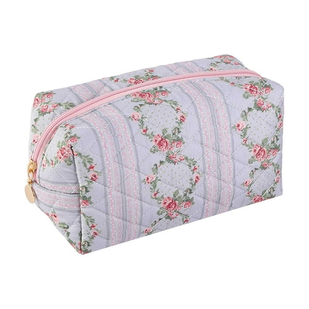 Bolsa de cosméticos de gran capacidad con estampado floral y doble cremallera. Organizador de maquillaje de viaje para guardar artículos de aseo y material de oficina.