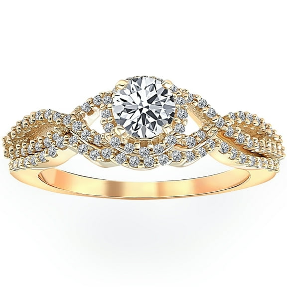 Pompeii 3/4 Ct Diamond Engagement Infinity Wedding Ring Set 14k Yellow Gold (H/I,I2-I3)
