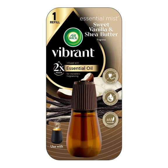 Air Wick Essential Mist Vibrant Scented Oil Air Freshener Diffuser Refill, Sweet Vanilla and Shea Butter, 1 Count
