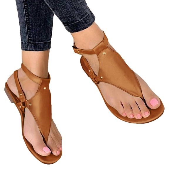IUJSOY Womens Gladiator Sandals Flip Flops for Women Strappy Beach Shoes Lightweight Flats