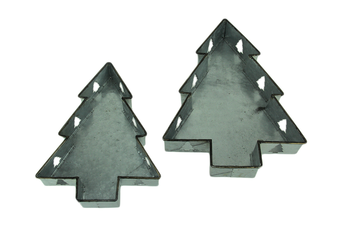 Nesting Galvanized Metal Zinc Finished Christmas Tree Trays - discover holiday metal decor pieces as well as lovely rustic modern farmhouse decor!