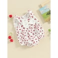 thumbnail image 3 of FEORJGP Infant Baby Girls Rompers 3M 6M 12M 18M Newborn Sleeveless Jumpsuit Cherry/Carrot Print Bowknot Round Neck Bodysuits Toddler Cute Casual Summer Clothes, 3 of 9