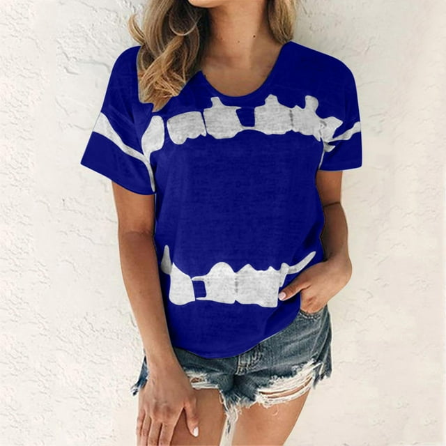 Fankiway T-Shirt Imprimé Mode pour Femmes Manches Courtes Blouse Col Rond Hauts Décontractés Hauts pour Femmes Liquidation Grande Taille Chemises pour Femmes Liquidation Vêtements de Printemps pour Femmes 2024
