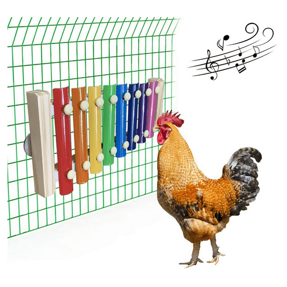 Chicken Toy Chicken Xylophone Toy Wooden Suspensible Hen Musical Toy with 8 Keys Hanging Feeder Toy for Chicken Bird Parrot Macaw Hens - 1Pc(A)