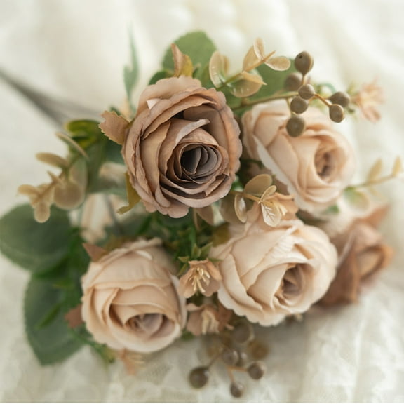 Artificial Outdoor Plants,Artificial Flowers for Decoration,Beautiful Artificial Silk Fake Flowers Wedding Valentines Bouquet Bridal Decor,Flowers for Crafts,Fake Outdoor Flowers(A)