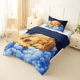 thumbnail image 2 of Homewish Lovely Golden Retriever Twin Comforter Sets,Cartoon Dog Bedding Set,White Clouds Decor,Navy Blue Reversible,2 Pieces,1 Comforter and 1 Pillowcase, 2 of 7