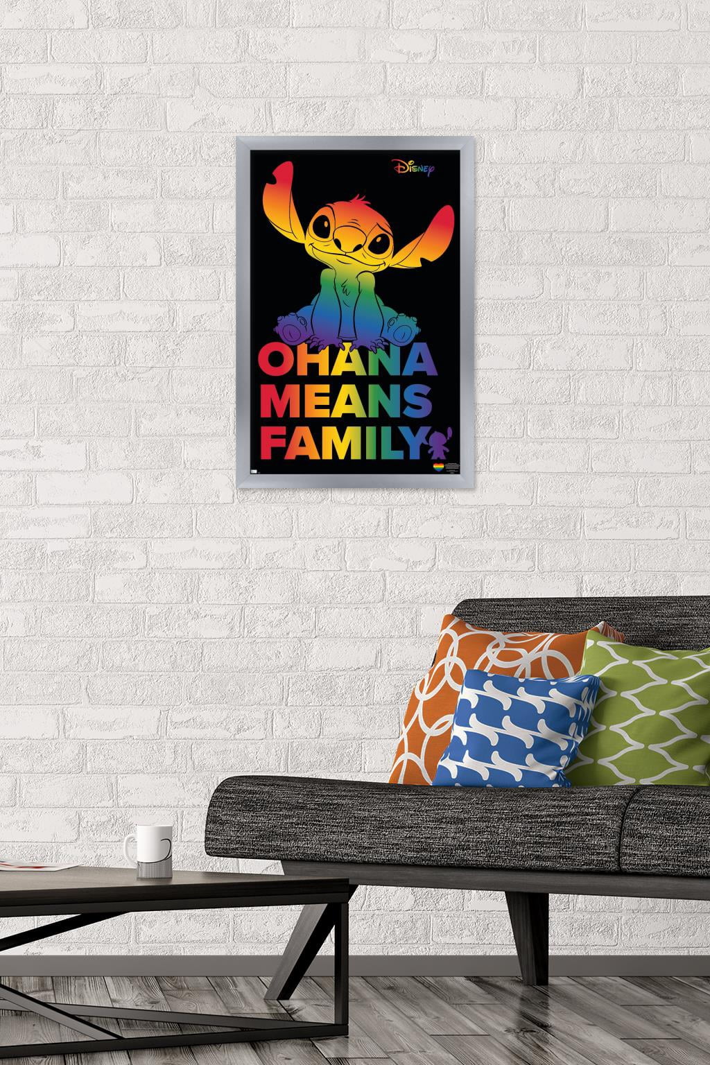 Disney Lilo and Stitch - Ohana Pride Wall Poster, 14.725" x 22.375" Framed