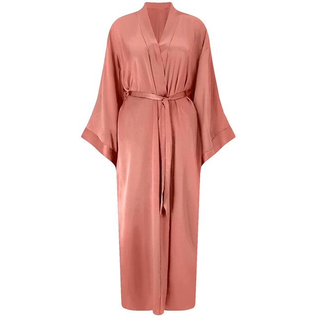 Women's Long Silk Robe Satin Kimono Lightweight Bathrobe for Bridesmaids