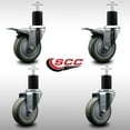 thumbnail image 2 of 4 Inch SS Gray Poly Swivel 1-3/4 Inch Expanding Stem Caster Set 2 Brakes, 2 of 2