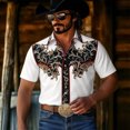 thumbnail image 2 of xfsWaSs Western Cowboy Shirts For Men Casual Button Down Short Sleeve Shirt Floral Embroidered Festival Shirts Holiday Celebration Retro Party Tops, 2 of 5